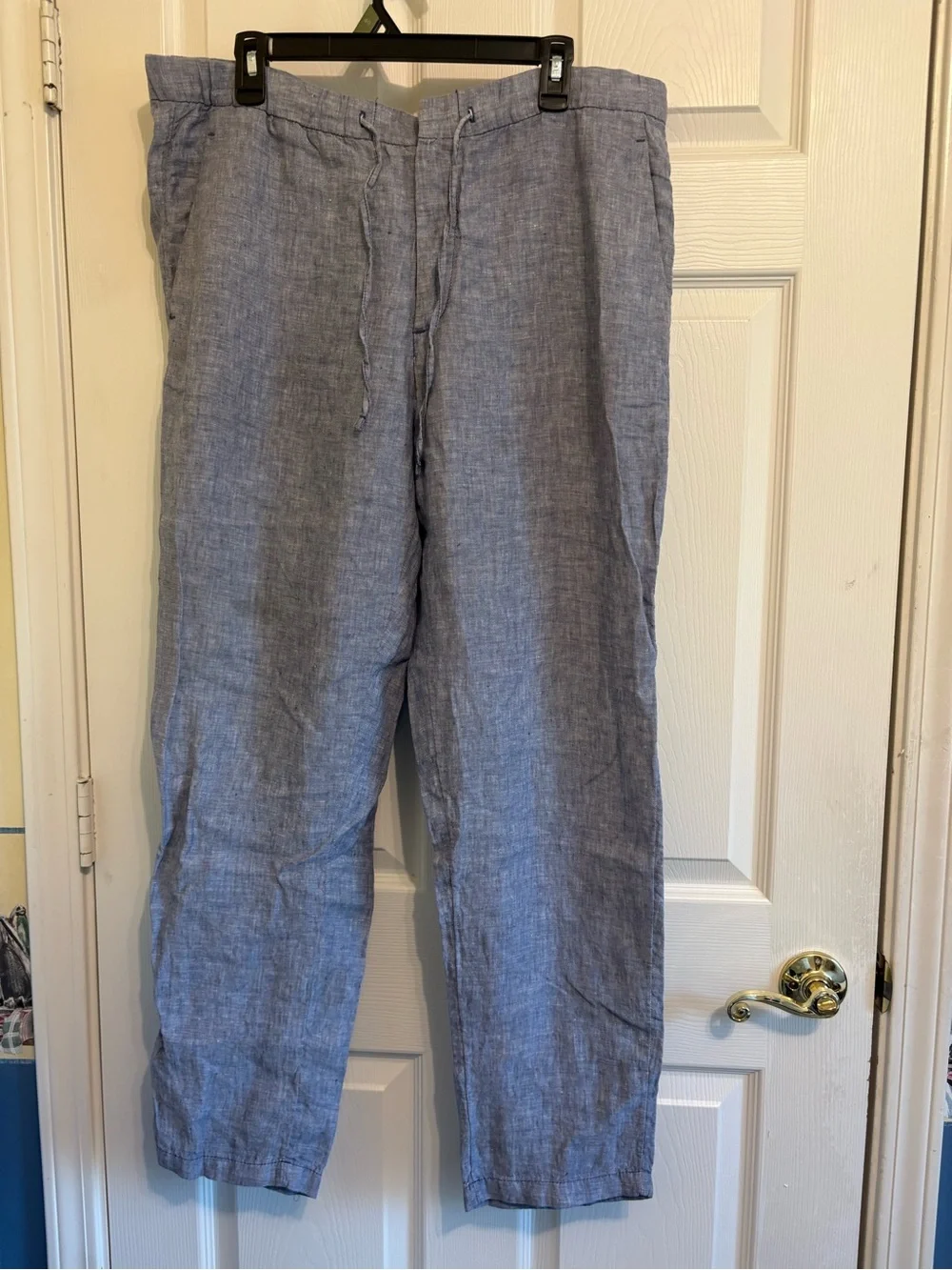 H&M Men's Lightweight Linen Drawstring Pants - Blue Sz US- 36R